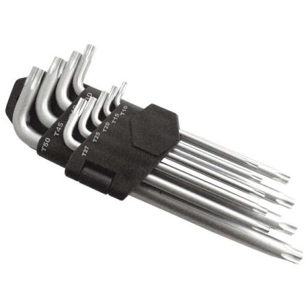 torx kulcs klt., CV. ; 9db, lyukas, T10,15,20,25,27,30,40,45,50, bliszteren